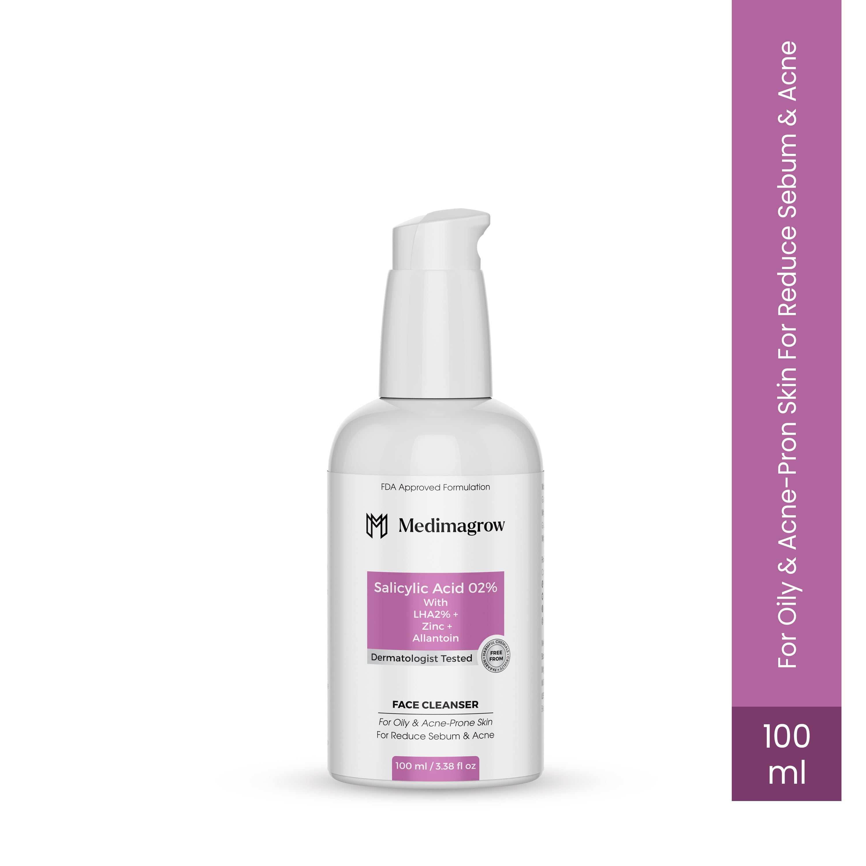 Medimagrow Salicylic Acid 2% + LHA 2% + Zinc Face Cleanser | Deep Pore Cleansing | Anti-Acne & Oil Control | For Oily & Acne-Prone Skin
