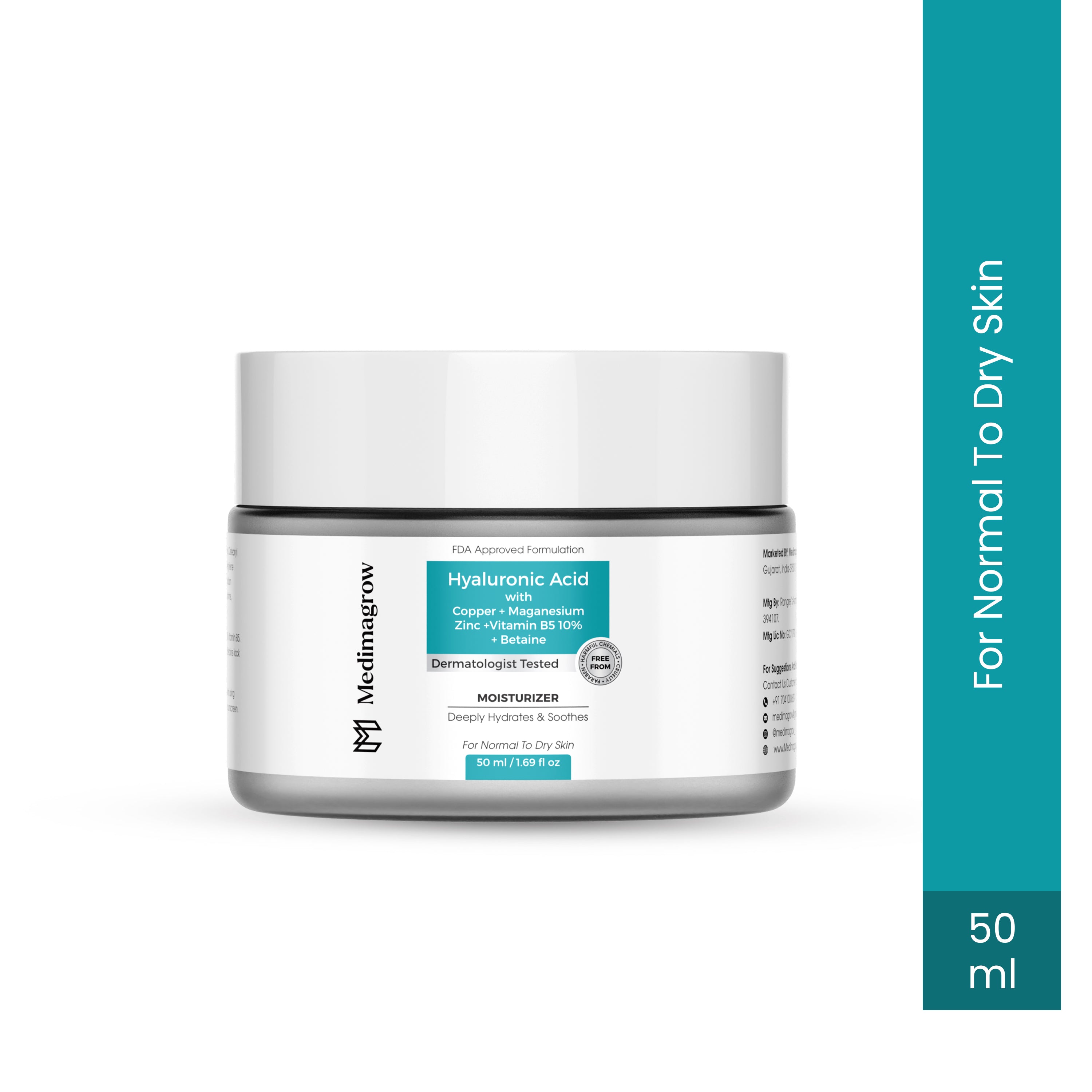 Hyaluronic Acid ,Vitamin B5 10% Face Moisturizer with Moringa Oil, Zinc | Oil-Free Hydration + Barrier Repair + Soothing | Non-Comedogenic