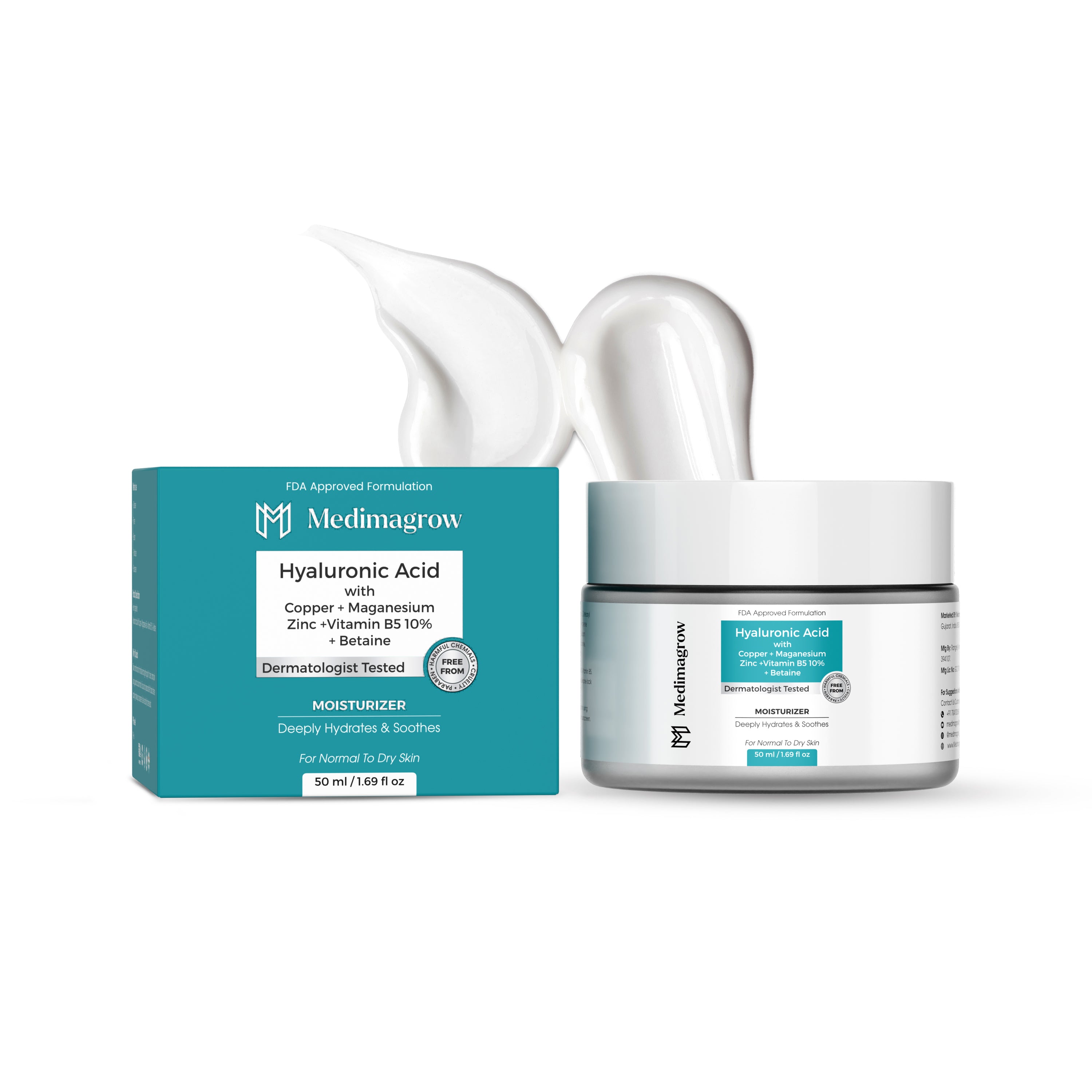Hyaluronic Acid ,Vitamin B5 10% Face Moisturizer with Moringa Oil, Zinc | Oil-Free Hydration + Barrier Repair + Soothing | Non-Comedogenic