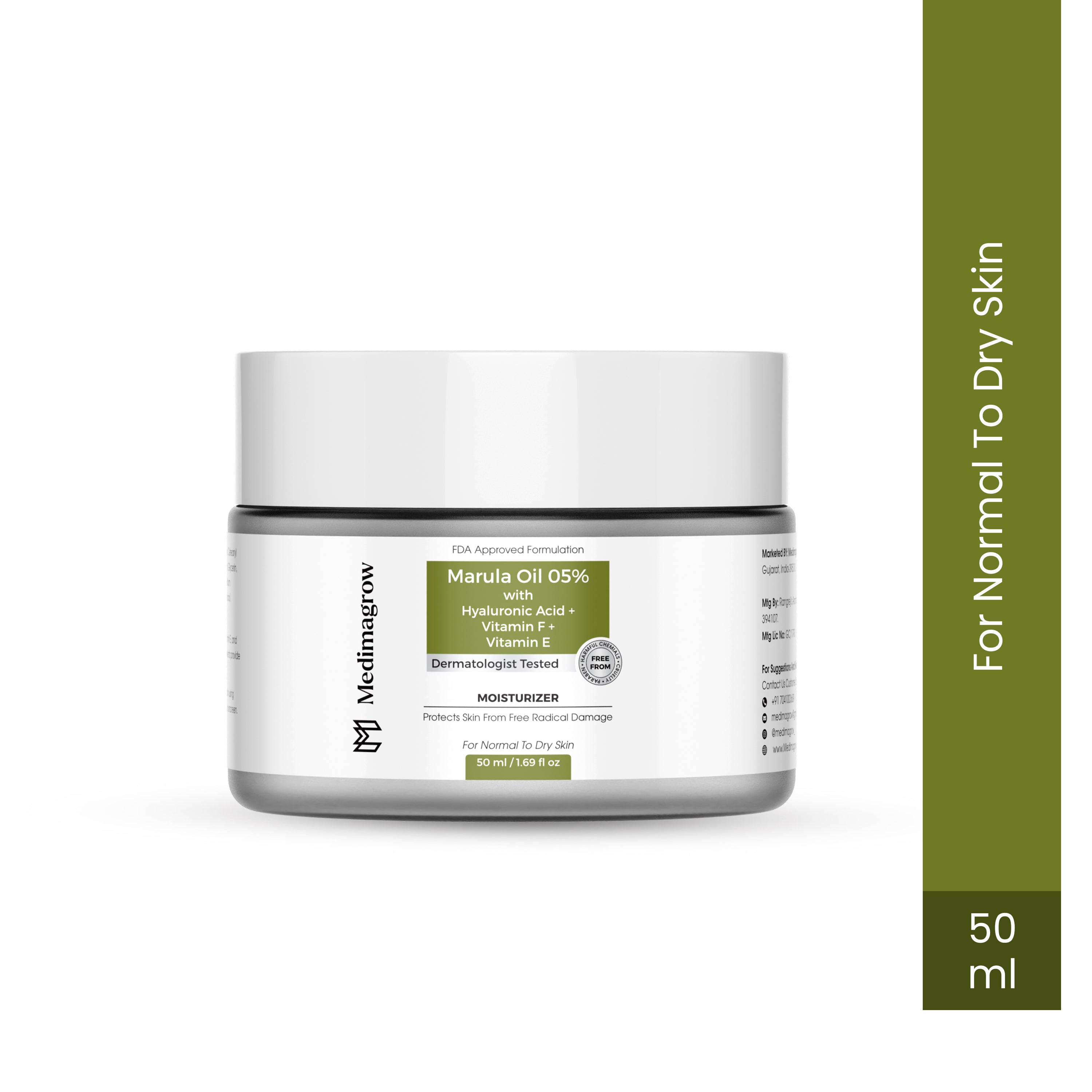 5% Marula Oil Moisturizer with Vitamin F, Hyaluronic Acid & Vitamin E | Deep Nourishment & Skin Barrier Repair | For Dry to Sensitive Skin