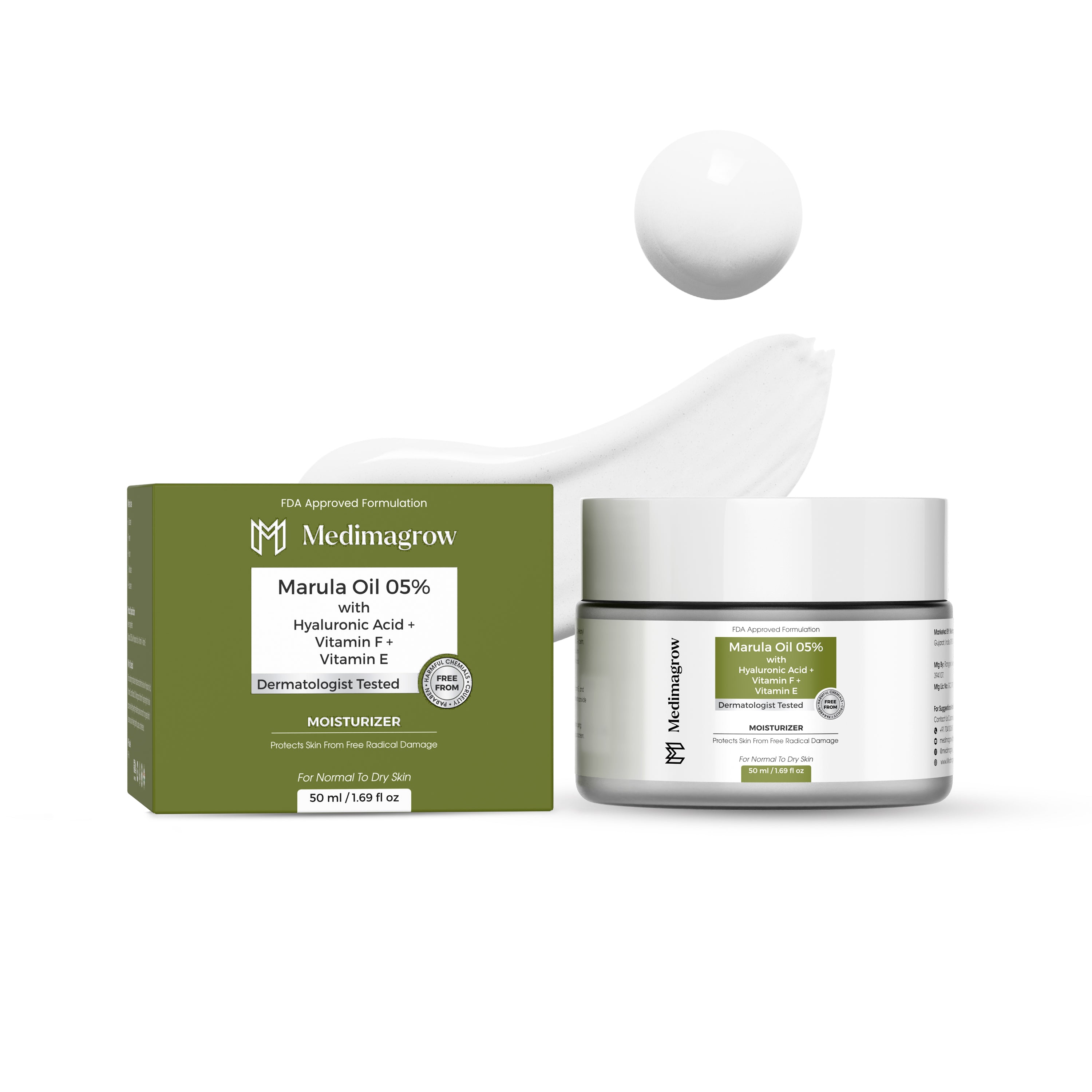 5% Marula Oil Moisturizer with Vitamin F, Hyaluronic Acid & Vitamin E | Deep Nourishment & Skin Barrier Repair | For Dry to Sensitive Skin