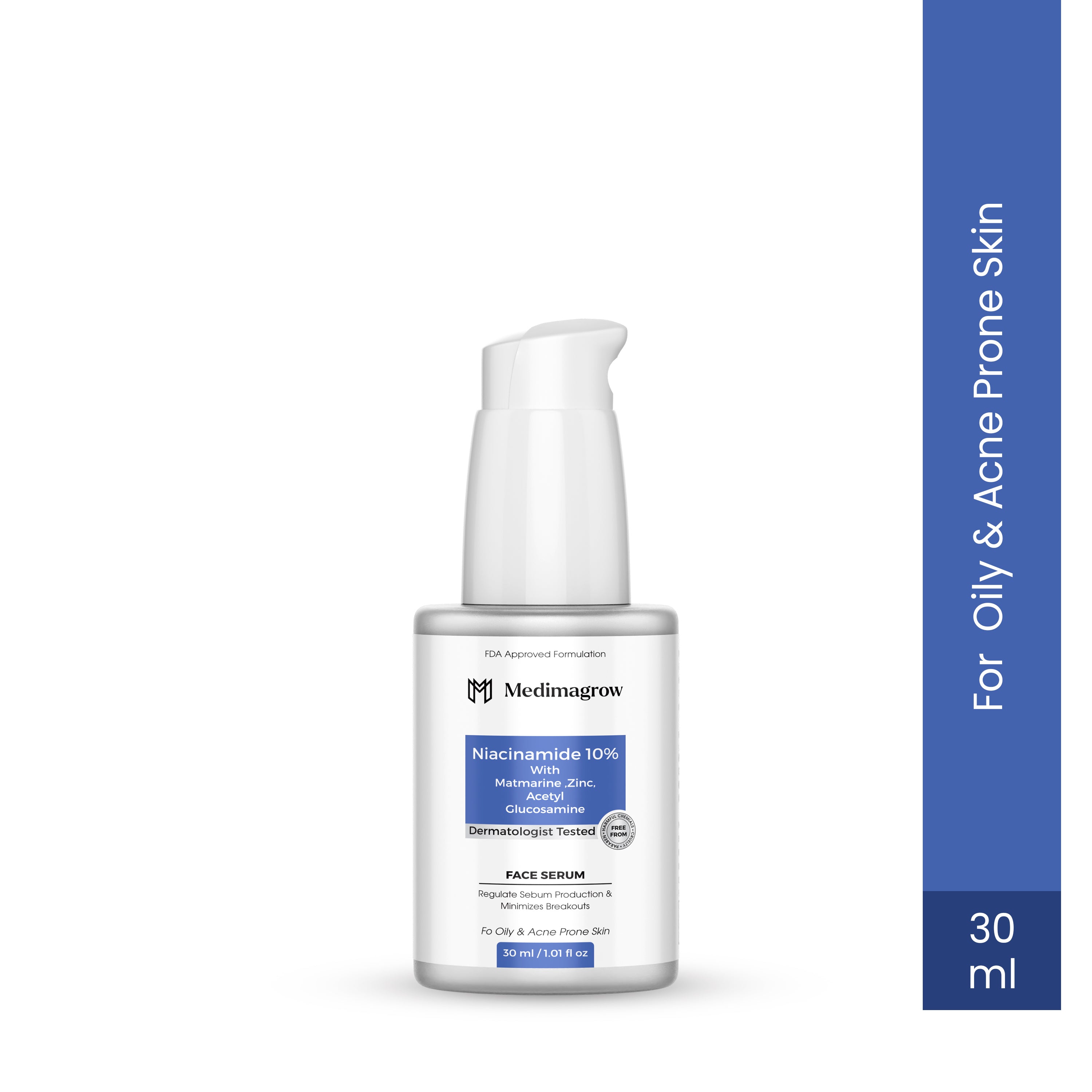 10% Niacinamide Face Serum with Zinc, Acetyl Glucosamine & Matmarin | Oil Control + Brightening | For Oily & Acne-Prone Skin