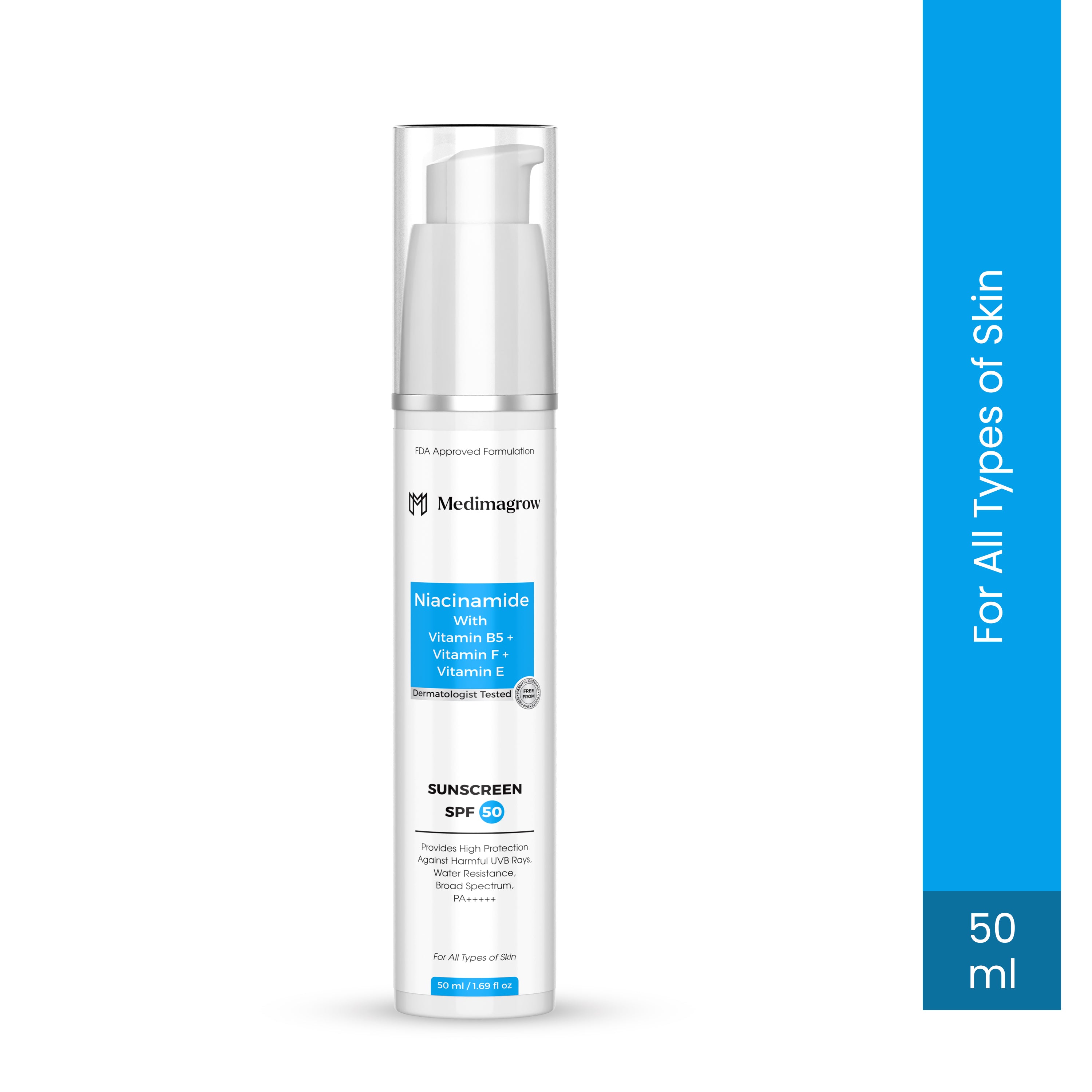 SPF 50 PA+++++Sunscreen with Niacinamide, Vitamin B5, Moringa Oil & Vitamin F | Broad Spectrum UVA/UVB Protection | Non-Greasy, Daily Sunscreen for All Skin Types