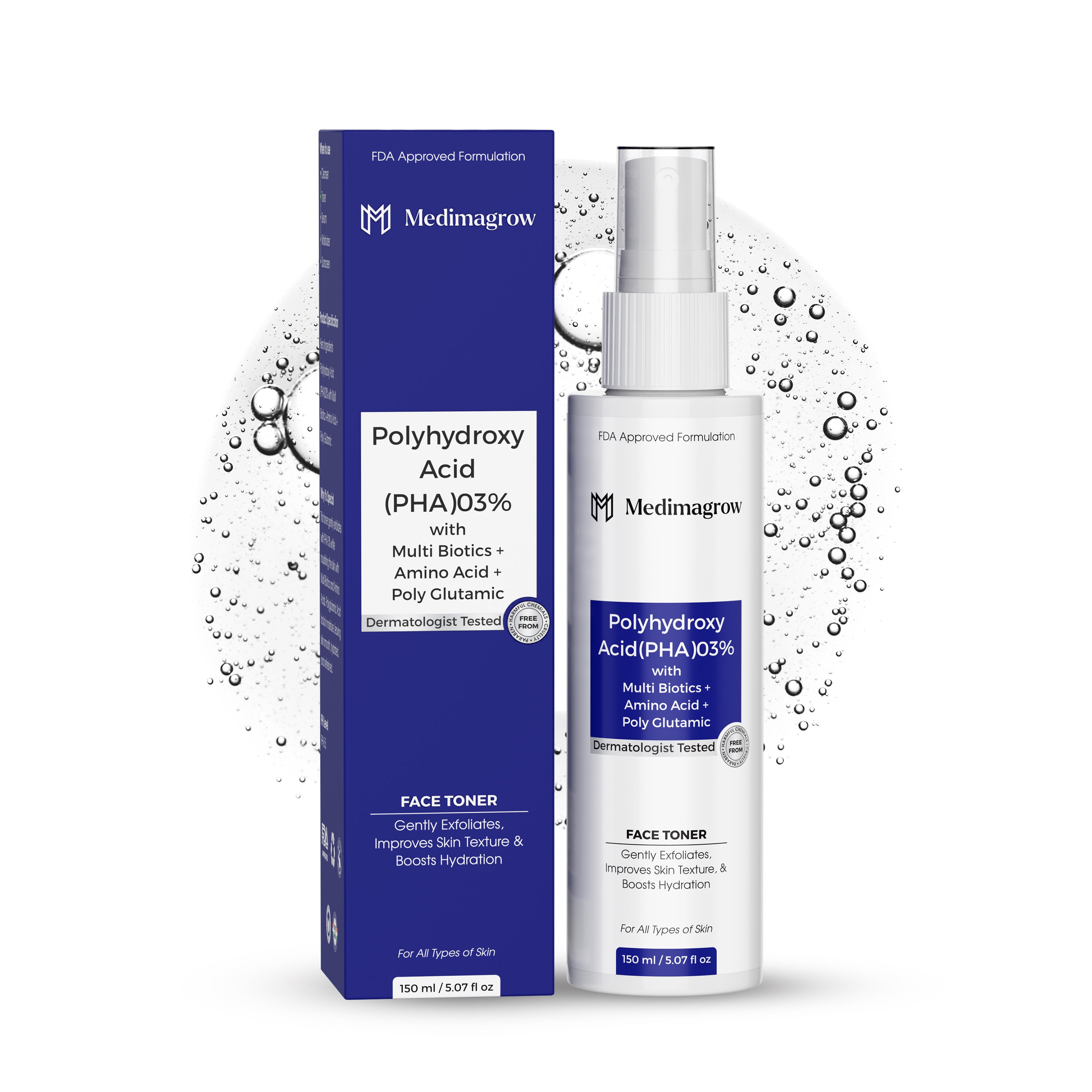 3% Polyhydroxy Acid (PHA) +Multi Biotic Hydrating Toner with Amino Acids | Exfoliates, Soothes & Balances Skin | Alcohol-Free | 150ml