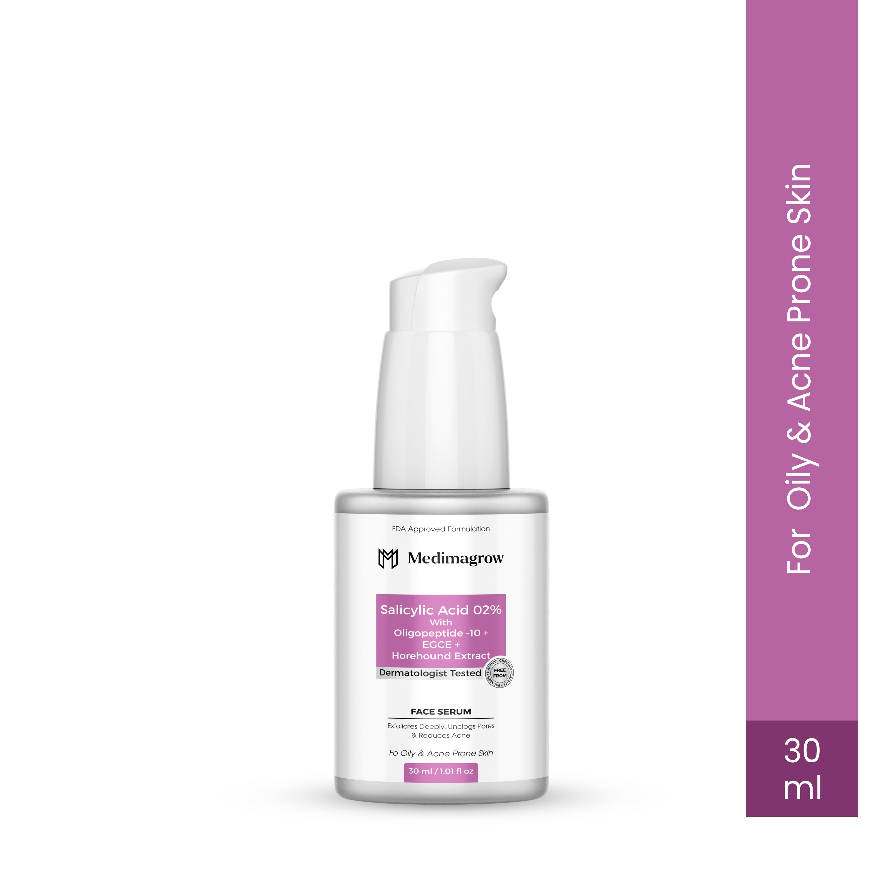 2% Salicylic Acid Face Serum with EGCG, Oligopeptide & Horehound | Acne Treatment + Pore Cleanser | For Oily & Acne-Prone Skin