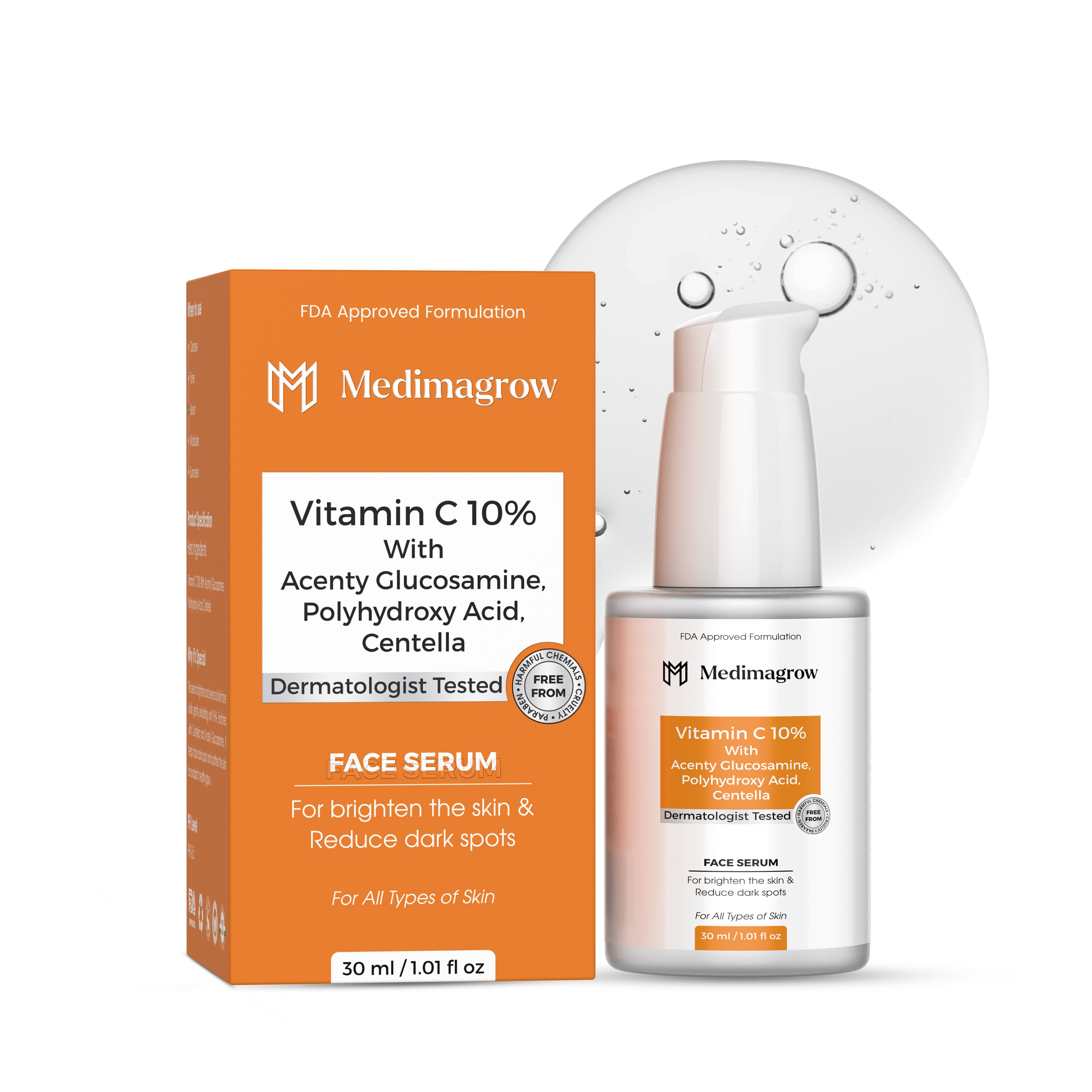 10% Vitamin C Face Serum with Glucosamine, Hyaluronic Acid & Centella | Skin Brightening & Antioxidant Repair | For All Skin Types
