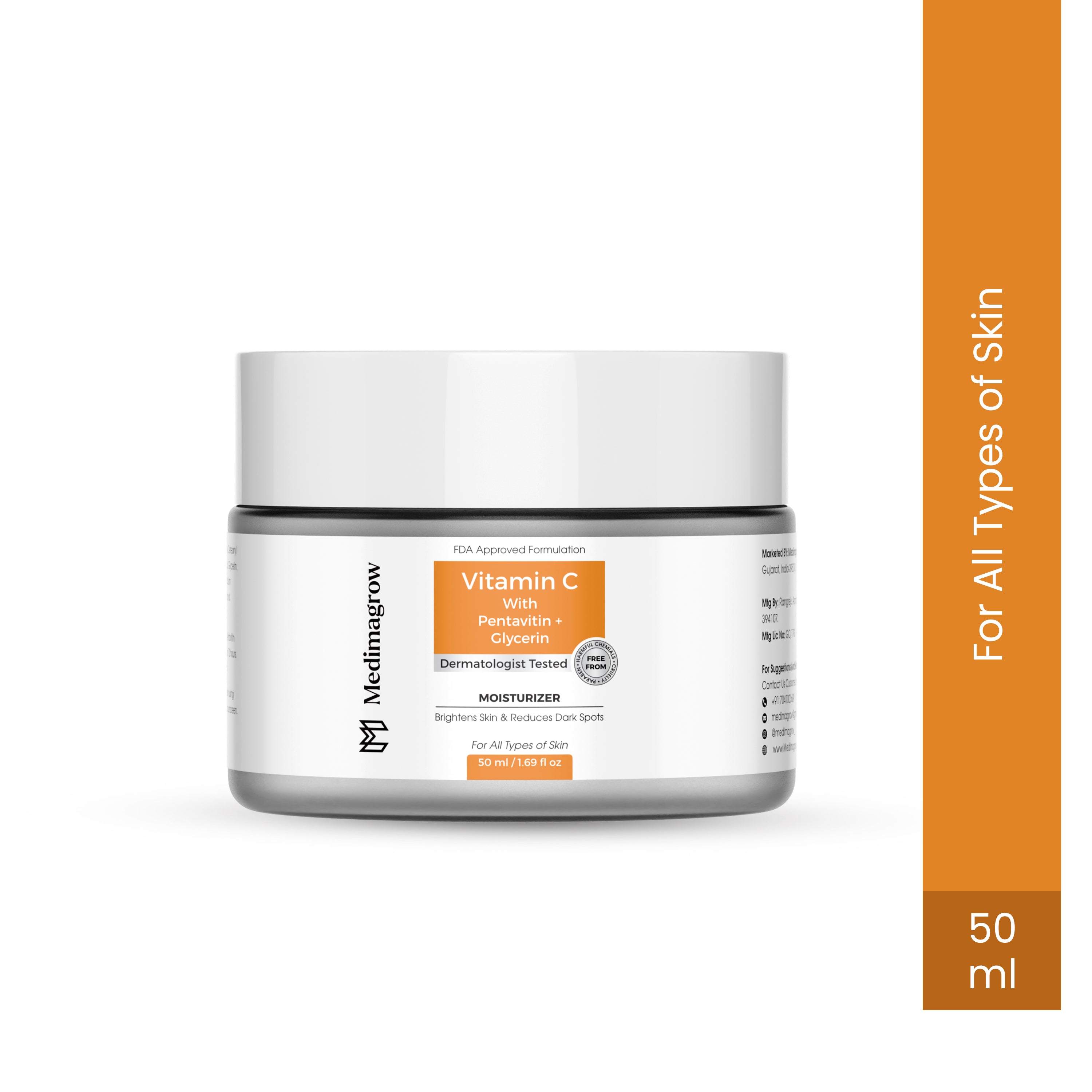 Vitamin C Moisturizer with Moringa Oil, Vitamin E, Pentavitin & Glycerin | Deep Hydration + Skin Brightening + Barrier Repair | For All Skin Types