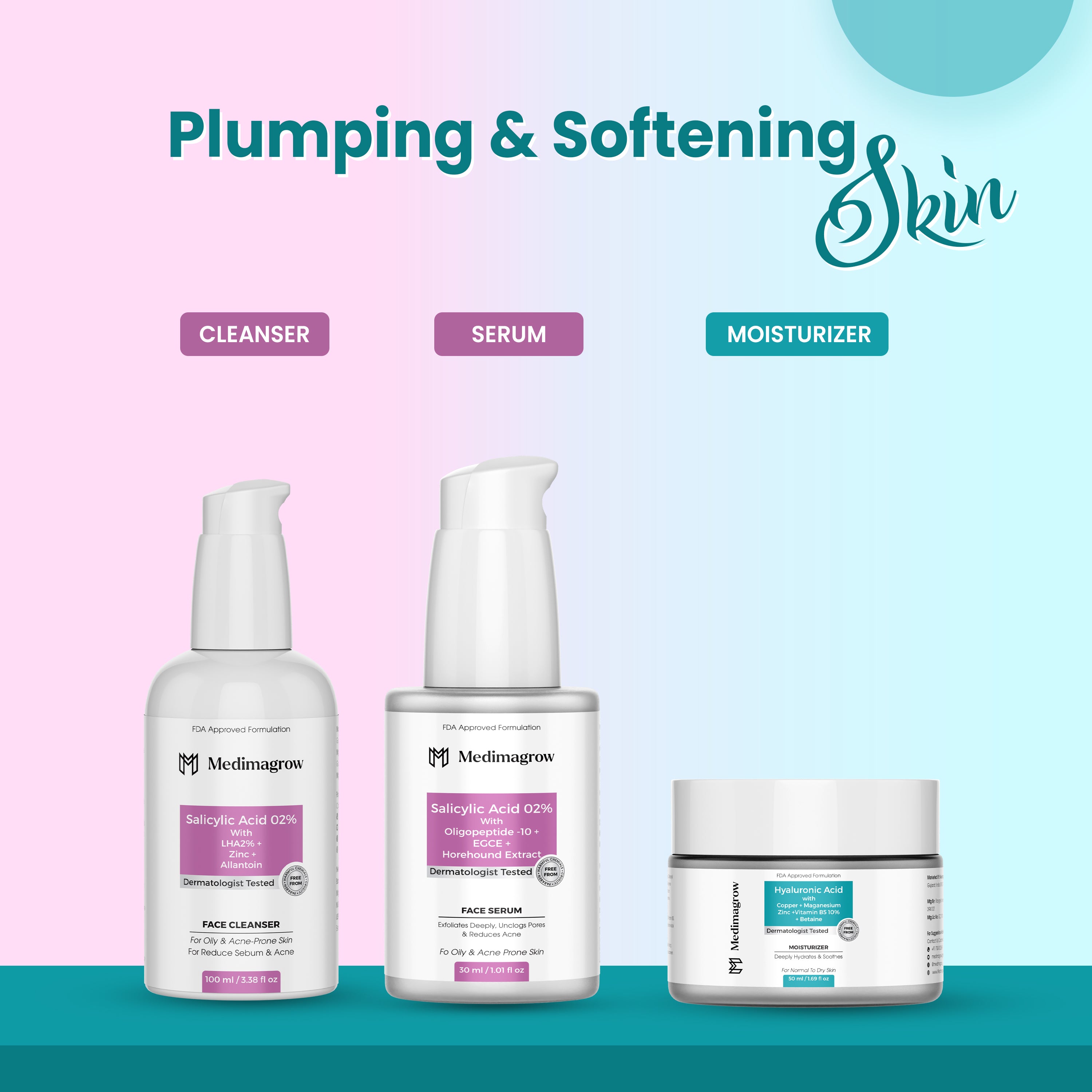 Pore Care & Glow Kit – Salicylic Cleanser + Serum + Hydrating Moisturizer for Smooth, Clear Skin